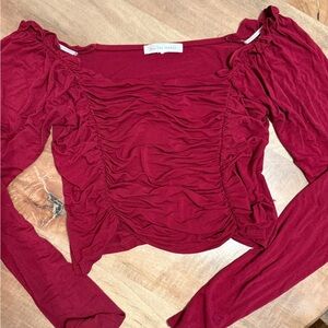Nordstrom Red Ruched Blouse